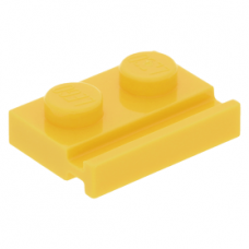 LEGO lapos elem 1x2 egyik oldala mentén ajtósínnel, sárga (32028)